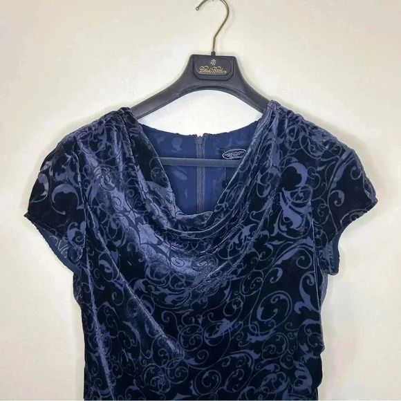 Magaschoni Drape Neck Velvet Dress - Picture 2 of 9